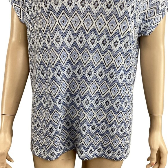 Orvis Classic Collection V-Neck Geometric Short Sleeve Top Size Small Stretch‎ - Picture 7 of 7